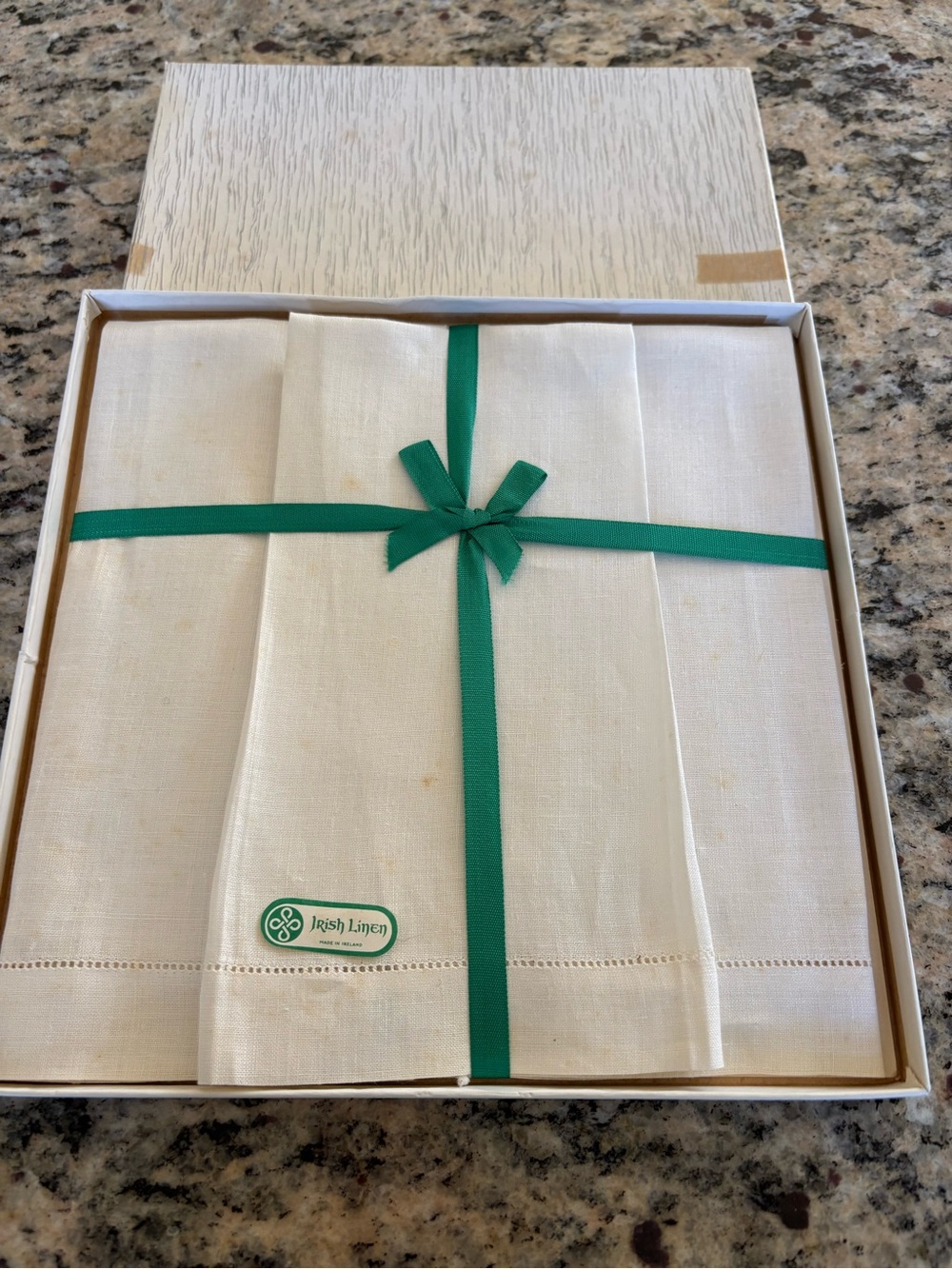 Vintage Irish Linen Towel Set in White